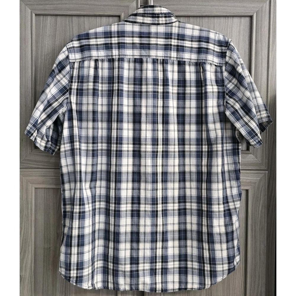 Carhartt Size 2XL Blue Plaid SS Button Down Relaxed Fit Shirt Pockets Comfort - Picture 2 of 13